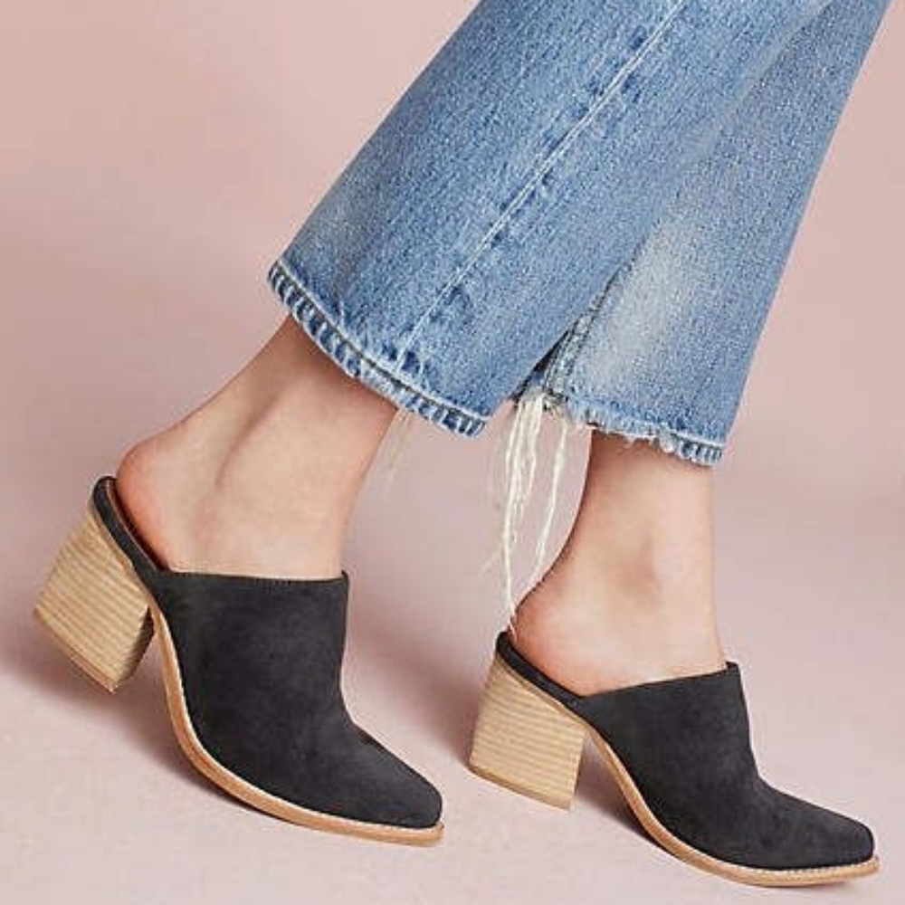 Jeffrey Campbell Favela Mules Dark Gray Suede Size 6.5 - Picture 2 of 9